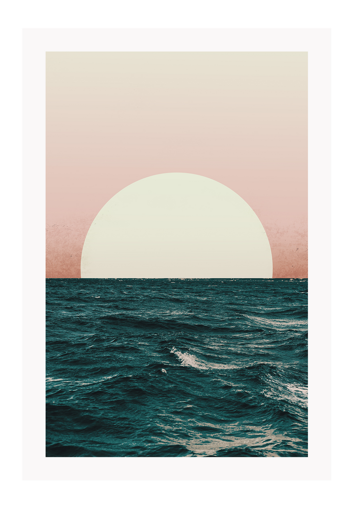 Sunset print water pink blue yellow waves gradient ripple