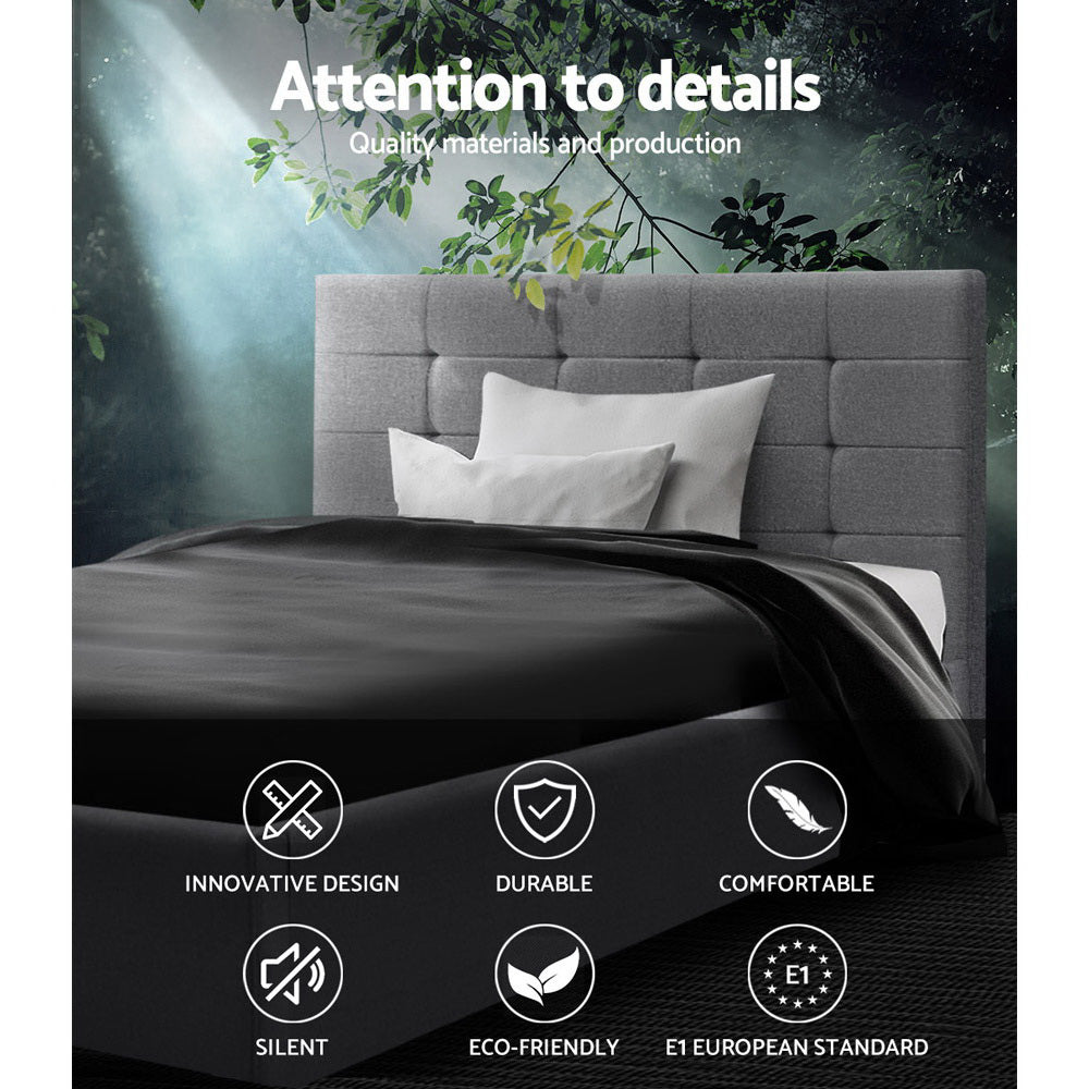 Artiss Lisa Bed Frame Fabric Gas Lift Storage - Grey King Single