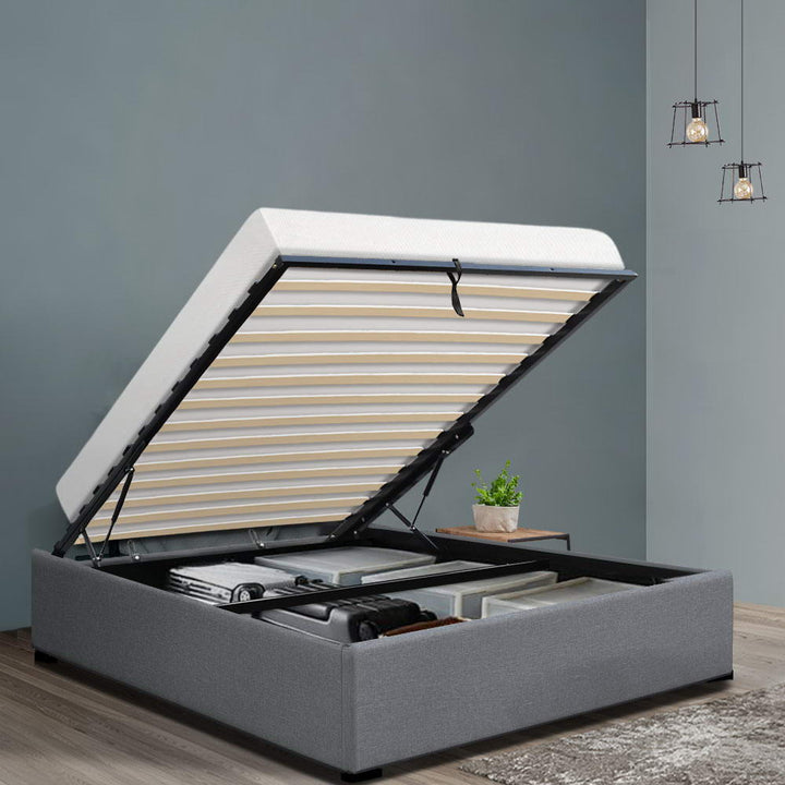 Artiss Bed Frame King Single Size Gas Lift Base Grey TOKI