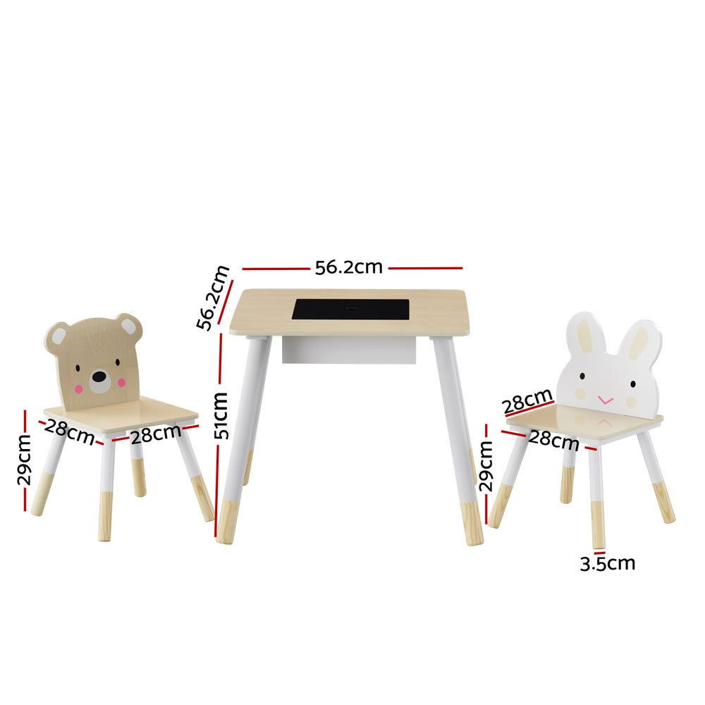 Korra - Cute Animal 3PCS Kids Table and Chairs