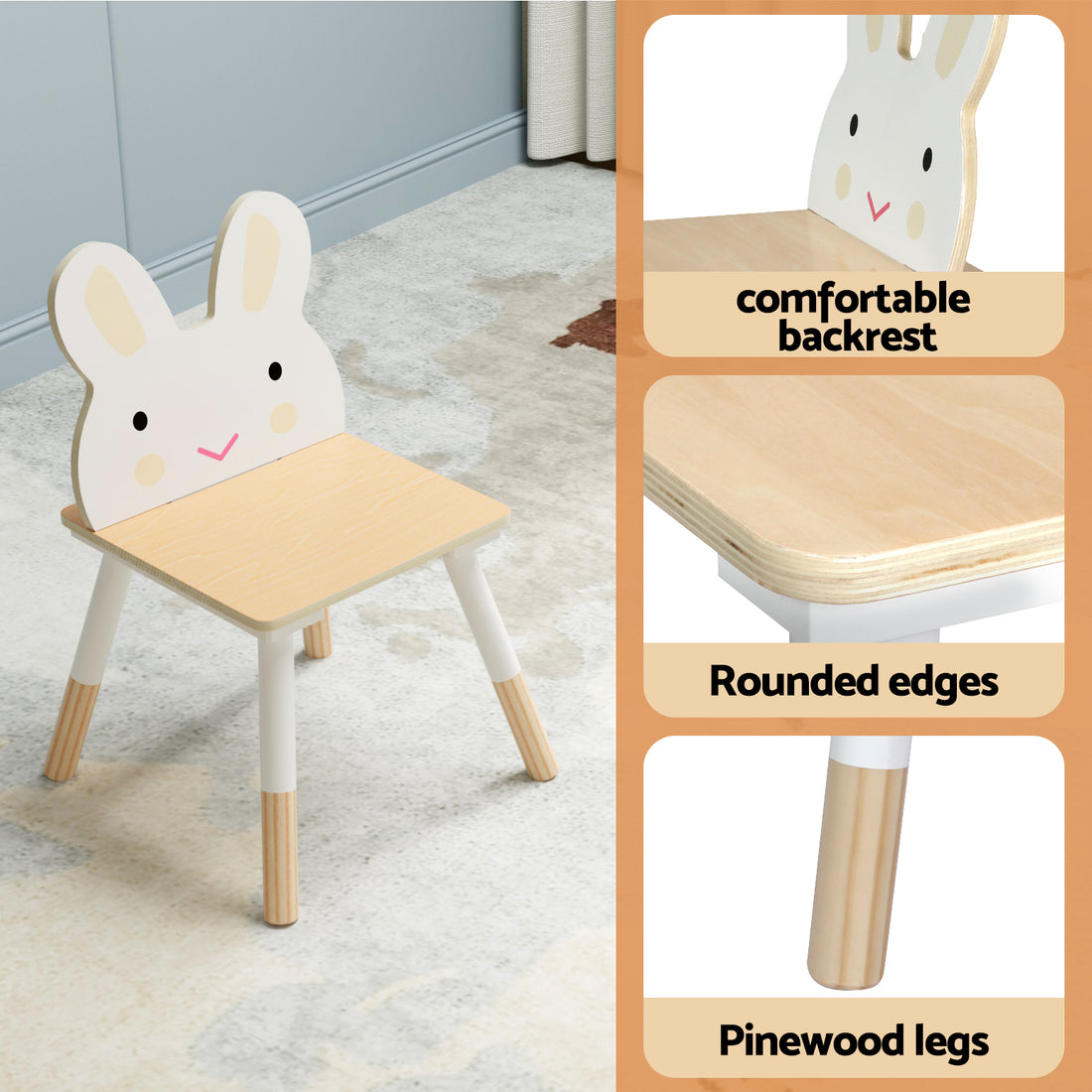 Korra - Cute Animal 3PCS Kids Table and Chairs