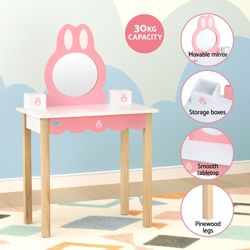 Korra Kids Dressing Table Wooden Bunny Pink