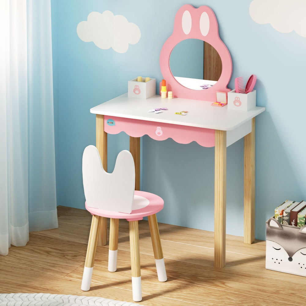 Korra Kids Dressing Table Wooden Bunny Pink