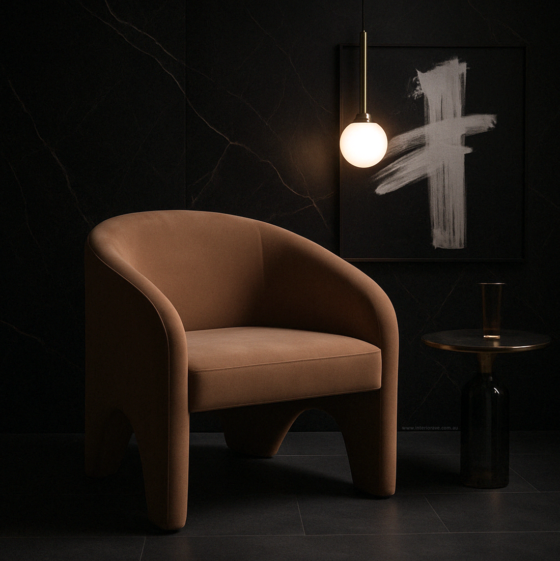 Korra Sculptural Accent Chair – Velvet Chocolate