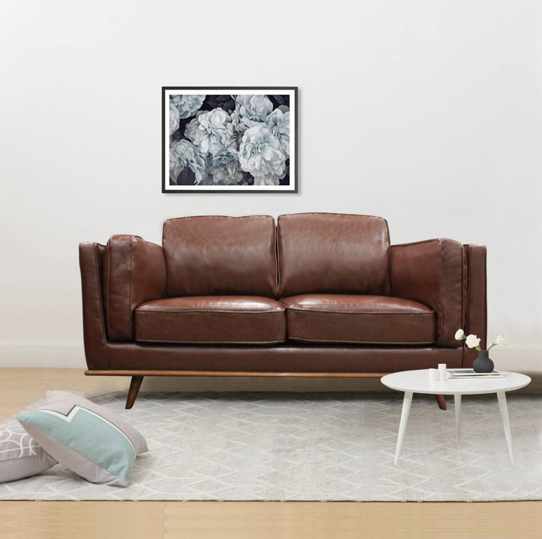 Korra 2 Seater Faux Leather Sofa Brown